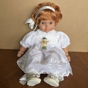 Vintage Lissi Redhead Doll Short Hair West Germany Vinyl Cloth White Dress 18"